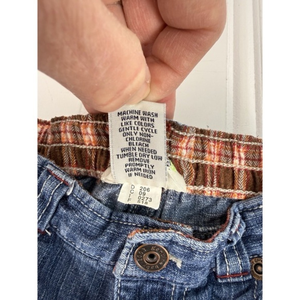 OshKosh B'gosh Genuine Baby Jeans 9M Plaid Cuff Lined‎ Unisex Denim - Picture 9 of 10